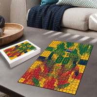 Personalized South Africa Football Puzzle South African Flag Inspiration - Soccer Graphic Bold Color Blocks