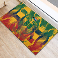 Personalized South Africa Football Rubber Doormat South African Flag Inspiration - Soccer Graphic Bold Color Blocks