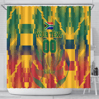 Personalized South Africa Football Shower Curtain South African Flag Inspiration - Soccer Graphic Bold Color Blocks
