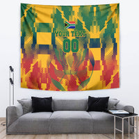 Personalized South Africa Football Tapestry South African Flag Inspiration - Soccer Graphic Bold Color Blocks