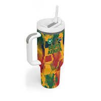 Personalized South Africa Football Tumbler With Handle South African Flag Inspiration - Soccer Graphic Bold Color Blocks