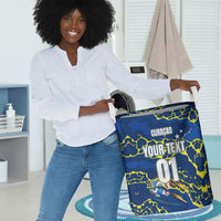 Personalized Curacao Football Laundry Basket Caribbean Splash Paint Soccer Graphic