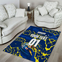 Personalized Curacao Football Area Rug Caribbean Splash Paint Soccer Graphic