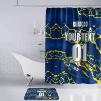 Personalized Curacao Football Bathroom Set Caribbean Splash Paint Soccer Graphic