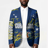 Personalized Curacao Football Blazer Caribbean Splash Paint Soccer Graphic