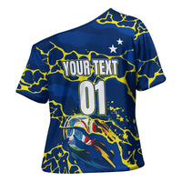 Personalized Curacao Football Cross Shoulder Shirt Caribbean Splash Paint Soccer Graphic