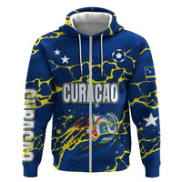 Personalized Curacao Football Hoodie Caribbean Splash Paint Soccer Graphic