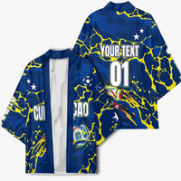 Personalized Curacao Football Kimono Caribbean Splash Paint Soccer Graphic