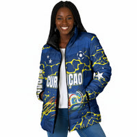 Personalized Curacao Football Padded Jacket Caribbean Splash Paint Soccer Graphic