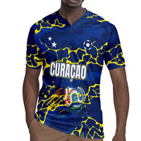Personalized Curacao Football Rugby Jersey Caribbean Splash Paint Soccer Graphic