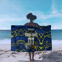 Personalized Curacao Football Sarong Caribbean Splash Paint Soccer Graphic