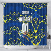 Personalized Curacao Football Shower Curtain Caribbean Splash Paint Soccer Graphic