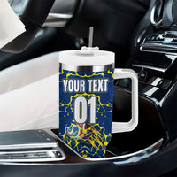 Personalized Curacao Football Tumbler With Handle Caribbean Splash Paint Soccer Graphic