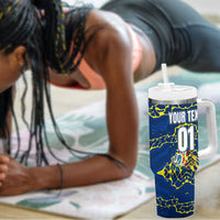 Personalized Curacao Football Tumbler With Handle Caribbean Splash Paint Soccer Graphic