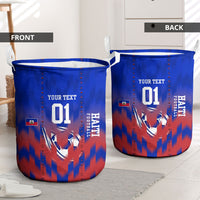 Personalized Haiti Football Laundry Basket Brush Stroke Soccer Graphic Flag Colors