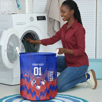 Personalized Haiti Football Laundry Basket Brush Stroke Soccer Graphic Flag Colors