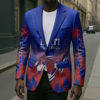 Personalized Haiti Football Blazer Brush Stroke Soccer Graphic Flag Colors