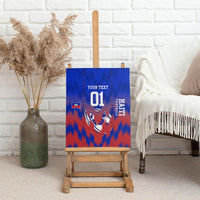 Personalized Haiti Football Canvas Wall Art Brush Stroke Soccer Graphic Flag Colors