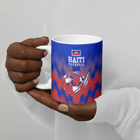 Personalized Haiti Football Ceramic Mug Brush Stroke Soccer Graphic Flag Colors