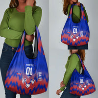 Personalized Haiti Football Grocery Bag Brush Stroke Soccer Graphic Flag Colors