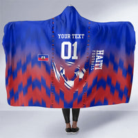 Personalized Haiti Football Hooded Blanket Brush Stroke Soccer Graphic Flag Colors
