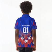 Personalized Haiti Football Kid Polo Shirt Brush Stroke Soccer Graphic Flag Colors