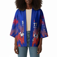 Personalized Haiti Football Kimono Brush Stroke Soccer Graphic Flag Colors