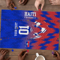 Personalized Haiti Football Puzzle Brush Stroke Soccer Graphic Flag Colors
