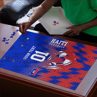 Personalized Haiti Football Puzzle Brush Stroke Soccer Graphic Flag Colors