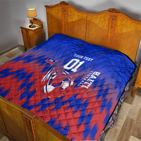 Personalized Haiti Football Quilt Brush Stroke Soccer Graphic Flag Colors