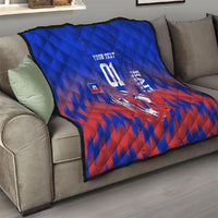 Personalized Haiti Football Quilt Brush Stroke Soccer Graphic Flag Colors