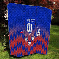 Personalized Haiti Football Quilt Brush Stroke Soccer Graphic Flag Colors