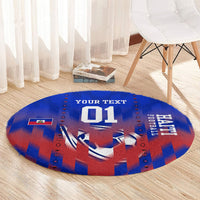 Personalized Haiti Football Round Carpet Brush Stroke Soccer Graphic Flag Colors