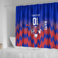Personalized Haiti Football Shower Curtain Brush Stroke Soccer Graphic Flag Colors