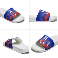 Personalized Haiti Football Slide Sandals Brush Stroke Soccer Graphic Flag Colors