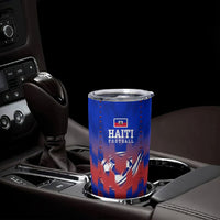 Personalized Haiti Football Tumbler Cup Brush Stroke Soccer Graphic Flag Colors