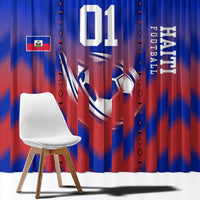 Personalized Haiti Football Window Curtain Brush Stroke Soccer Graphic Flag Colors