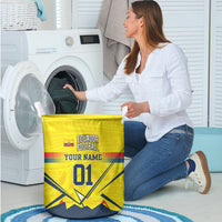 Personalized Ecuador Football Laundry Basket Dynamic Line Soccer Graphic Flag Colors