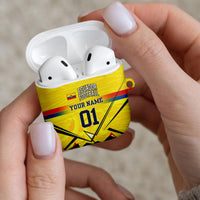 Personalized Ecuador Football AirPods Case Dynamic Line Soccer Graphic Flag Colors