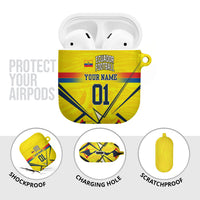Personalized Ecuador Football AirPods Case Dynamic Line Soccer Graphic Flag Colors