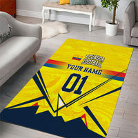 Personalized Ecuador Football Area Rug Dynamic Line Soccer Graphic Flag Colors