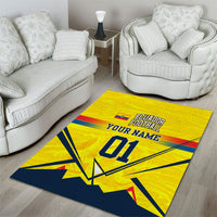 Personalized Ecuador Football Area Rug Dynamic Line Soccer Graphic Flag Colors