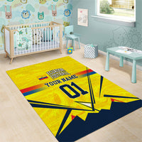 Personalized Ecuador Football Area Rug Dynamic Line Soccer Graphic Flag Colors
