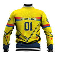 Personalized Ecuador Football Baseball Jacket Dynamic Line Soccer Graphic Flag Colors