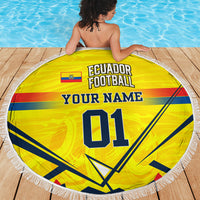 Personalized Ecuador Football Beach Blanket Dynamic Line Soccer Graphic Flag Colors
