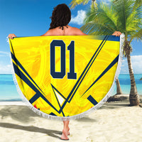 Personalized Ecuador Football Beach Blanket Dynamic Line Soccer Graphic Flag Colors