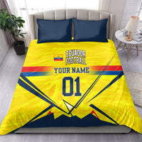 Personalized Ecuador Football Bedding Set Dynamic Line Soccer Graphic Flag Colors