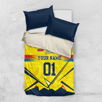 Personalized Ecuador Football Bedding Set Dynamic Line Soccer Graphic Flag Colors