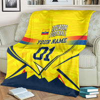 Personalized Ecuador Football Blanket Dynamic Line Soccer Graphic Flag Colors