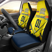 Personalized Ecuador Football Car Seat Cover Dynamic Line Soccer Graphic Flag Colors